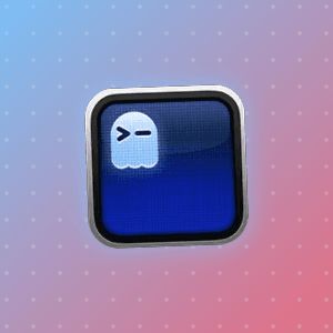 The Ghostty terminal logo on a gradient background