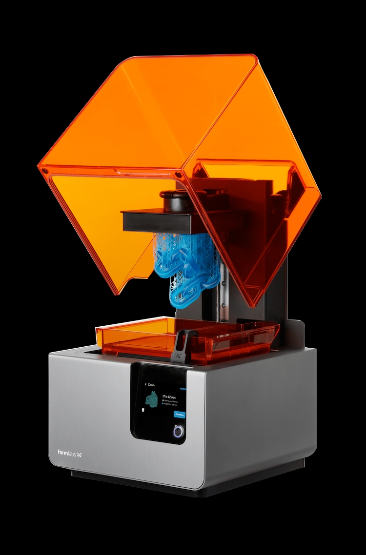 A FormLabs <em>Form 2</em> UV resin-based SLA printer.